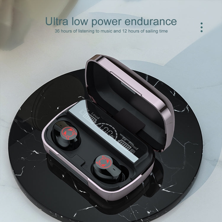 M23 Little Devil Pattern Intelligent Noise Reduction Touch Bluetooth Earphone with Three-screen Battery Display & Mirror Charging Box, Support HD Call & Siri (Black) by bashfashion