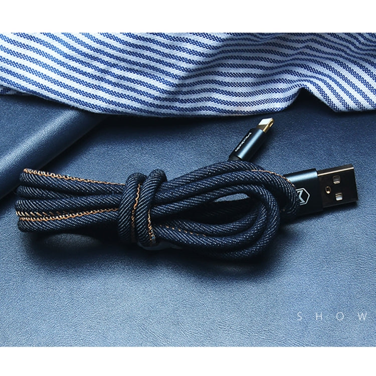 Mcdodo CA-1730 1.2m 2.4A Reversible 8 Pin to USB Denim Cover TPE Jacket Data Sync Charging Cable with Aero Aluminum Head for iPhone, iPad (Denim Blue) by Mcdodo