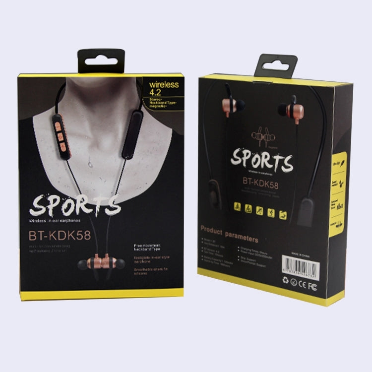 BT-KDK58 In-Ear Wire Control Sport Magnetic Suction Wireless Bluetooth Earphones with Mic, Support Handfree Call, For iPad, iPhone, Galaxy, Huawei, Xiaomi, LG, HTC and Other Smart Phones(Gold) by bashfashion