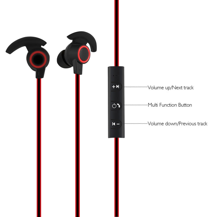 BTH-816 Wireless Bluetooth In-Ear Headphone Sports Headset with Mic, For iPhone, Galaxy, Huawei, Xiaomi, LG, HTC and Other Smart Phones, Bluetooth Distance: 10m(Red) by bashfashion