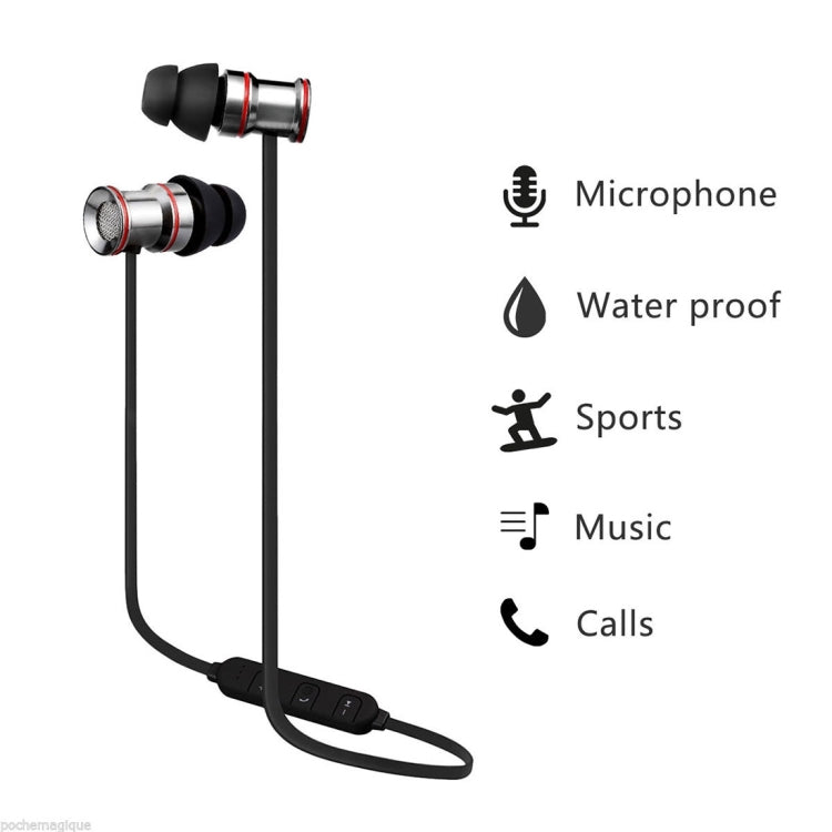 BTH-828 Magnetic In-Ear Sport Wireless Bluetooth V4.1 Stereo Waterproof Earbuds Earphone with Mic, for iPhone, Samsung, HTC, LG, Sony and other Smartphones by bashfashion