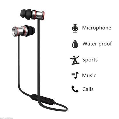 BTH-828 Magnetic In-Ear Sport Wireless Bluetooth V4.1 Stereo Waterproof Earbuds Earphone with Mic, for iPhone, Samsung, HTC, LG, Sony and other Smartphones by bashfashion