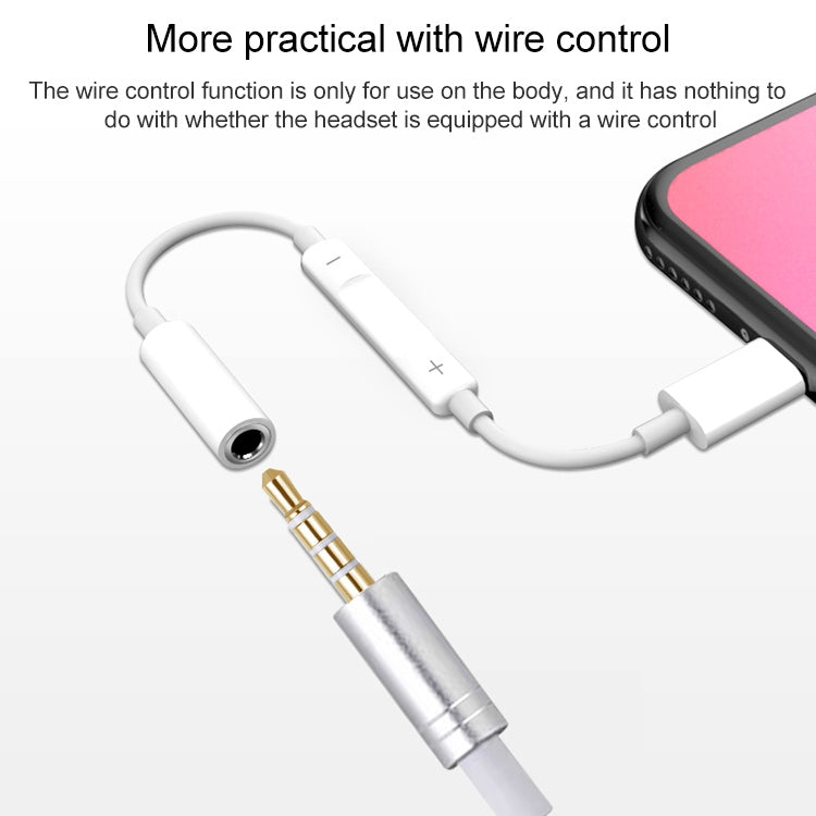 8 Pin Male to 3.5mm Female Headphone Jack Wire Control Bluetooth Audio Adapter, Support Music, Calls, Volume Control by bashfashion