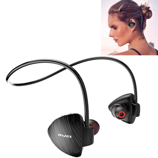 A847BL Outdoor Sports IPX4 Waterproof Anti-sweat Fashion After Hanging Design Stereo Bluetooth Earphone(Black) by bashfashion