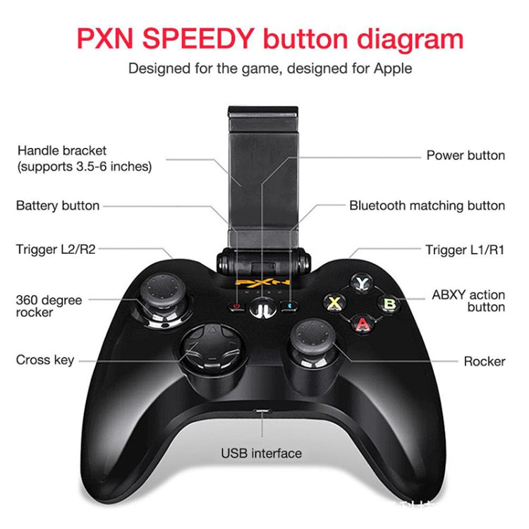 PXN PXN-6603 MFI Mobile Phone Wireless Bluetooth Game Handle Controller, Compatible with iOS System(Black) by PXN