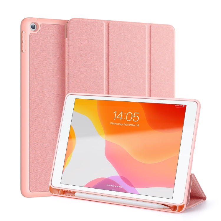 For iPad 10.2 DUX DUCIS Domo Series Horizontal Flip Magnetic PU Leather Case with Three-folding Holder & Pen Slot & Sleep / Wake-up Function (Pink) by DUX DUCIS