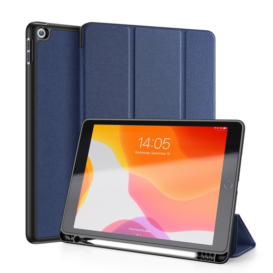 For iPad 10.2 DUX DUCIS Domo Series Horizontal Flip Magnetic PU Leather Case with Three-folding Holder & Pen Slot & Sleep / Wake-up Function (Blue) by DUX DUCIS