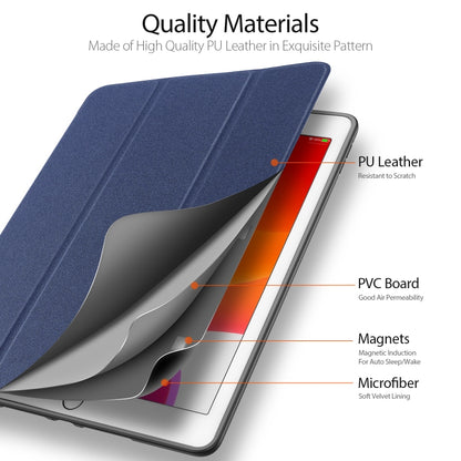 For iPad 10.2 DUX DUCIS Domo Series Horizontal Flip Magnetic PU Leather Case with Three-folding Holder & Pen Slot & Sleep / Wake-up Function (Blue) by DUX DUCIS