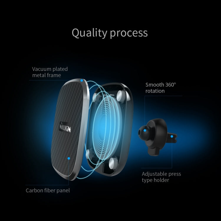 NILLKIN MC027 Car Air Outlet Vent Mount Clamp Holder 10W Fast Charging Qi Magnetic Wireless Charger(Black) by NILLKIN