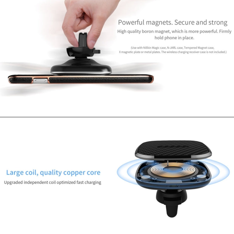 NILLKIN MC027 Car Air Outlet Vent Mount Clamp Holder 10W Fast Charging Qi Magnetic Wireless Charger(Black) by NILLKIN