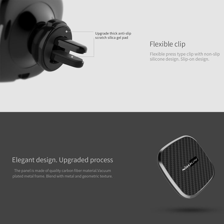NILLKIN MC027 Car Air Outlet Vent Mount Clamp Holder 10W Fast Charging Qi Magnetic Wireless Charger(Black) by NILLKIN