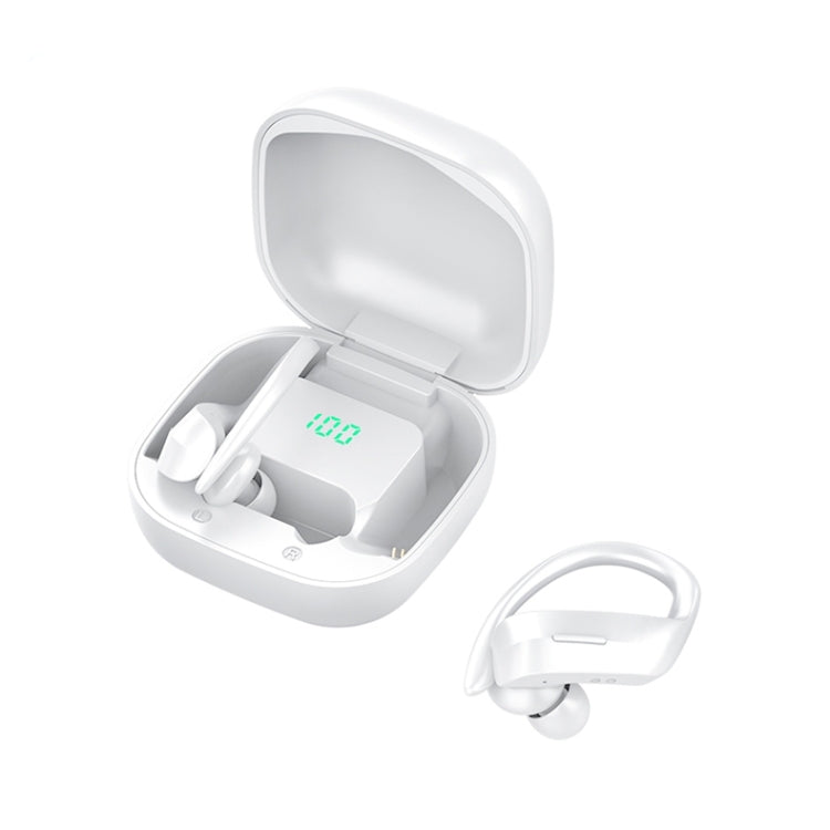 258 Wireless Ear-mounted Bluetooth Earphone with Charging Box & Digital Display, Support Touch & HD Call & Voice Assistant & NFC (White) by bashfashion