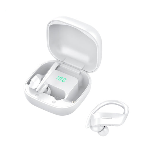 258 Wireless Ear-mounted Bluetooth Earphone with Charging Box & Digital Display, Support Touch & HD Call & Voice Assistant & NFC (White) by bashfashion