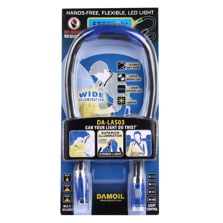 DAMOIL Flexible Eyeshield LED Reading Lights, Creative Double Head Hands-free Neck Stereo Flashlight Working Light Auto Lamp with 4 LED Light & Soft Rubber Grip Neck Pad by bashfashion