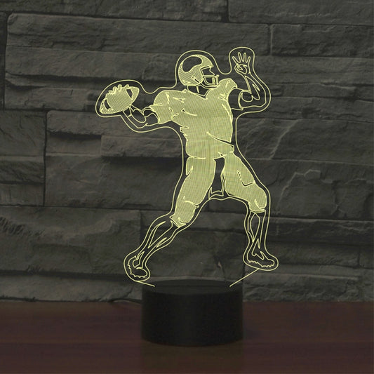 Rugby Quarterback Shape 3D Colorful LED Vision Light Table Lamp, 16 Colors Remote Control Version by bashfashion