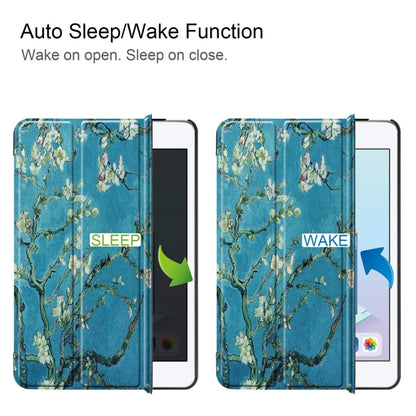 Apricot Flower Pattern Custer Texture Horizontal Flip PU Leather Case for iPad Mini 2019 / Mini 4 , with Three-folding Holder & Sleep / Wake-up Function by bashfashion