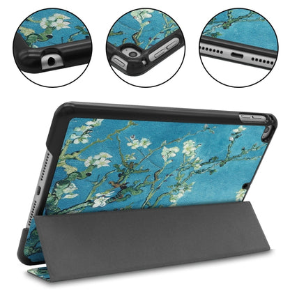 Apricot Flower Pattern Custer Texture Horizontal Flip PU Leather Case for iPad Mini 2019 / Mini 4 , with Three-folding Holder & Sleep / Wake-up Function by bashfashion