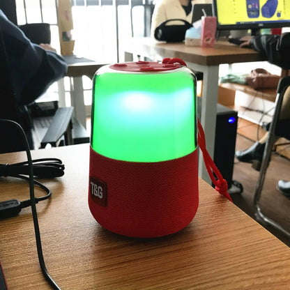 T&G TG168 Portable Wireless Bluetooth V5.0 Stereo Speaker with Handle, Built-in MIC, Support Flashing LED Light & TF Card & U Disk & AUX IN & FM(Cyan) by T&G