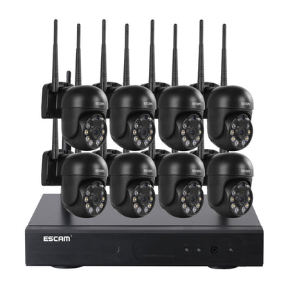 ESCAM WNK618 3.0 Million Pixels 8-channel Wireless Dome Camera HD NVR Security System, Support Motion Detection & Two-way Audio & Full-color Night Vision & TF Card, AU Plug by ESCAM
