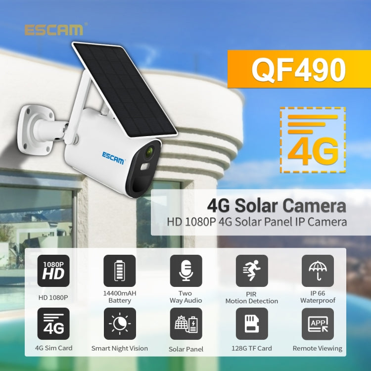 ESCAM QF490 HD 1080P 4G Solar Panel IP Camera, US / AU Version by ESCAM