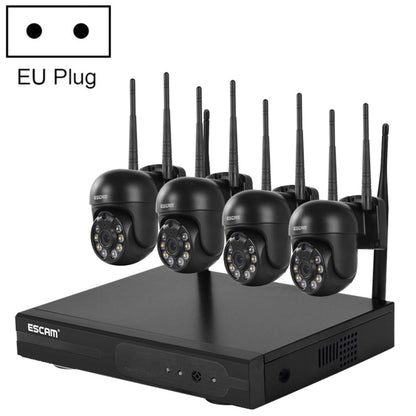 ESCAM WNK614 HD 3.0 Million Pixels 8-channel Wireless + 4IPC Wireless NVR Security System, EU Plug by ESCAM