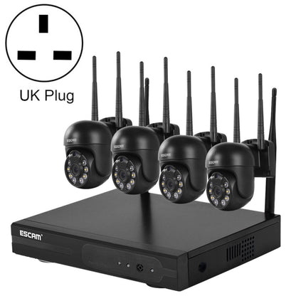 ESCAM WNK614 HD 3.0 Million Pixels 8-channel Wireless + 4IPC Wireless NVR Security System, UK Plug by ESCAM