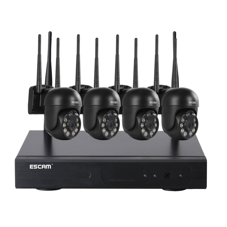 ESCAM WNK614 HD 3.0 Million Pixels 8-channel Wireless + 4IPC Wireless NVR Security System, UK Plug by ESCAM