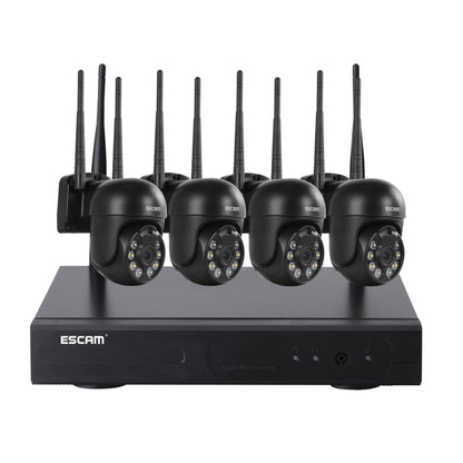 ESCAM WNK614 HD 3.0 Million Pixels 8-channel Wireless + 4IPC Wireless NVR Security System, US Plug by ESCAM