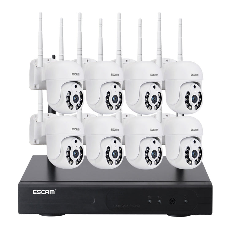 ESCAM WNK718 HD 3.0 Million Pixels 8-channel Wireless + 8IPC Wireless NVR Security System, AU Plug by ESCAM