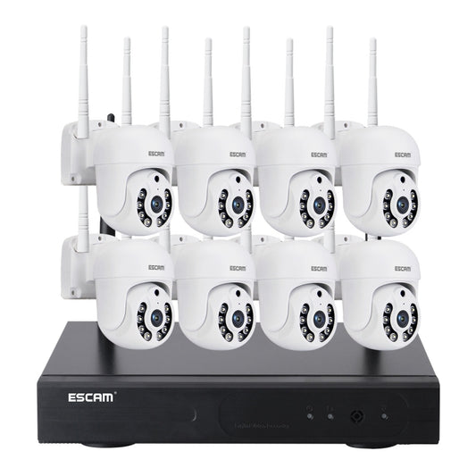 ESCAM WNK718 HD 3.0 Million Pixels 8-channel Wireless + 8IPC Wireless NVR Security System, UK Plug by ESCAM