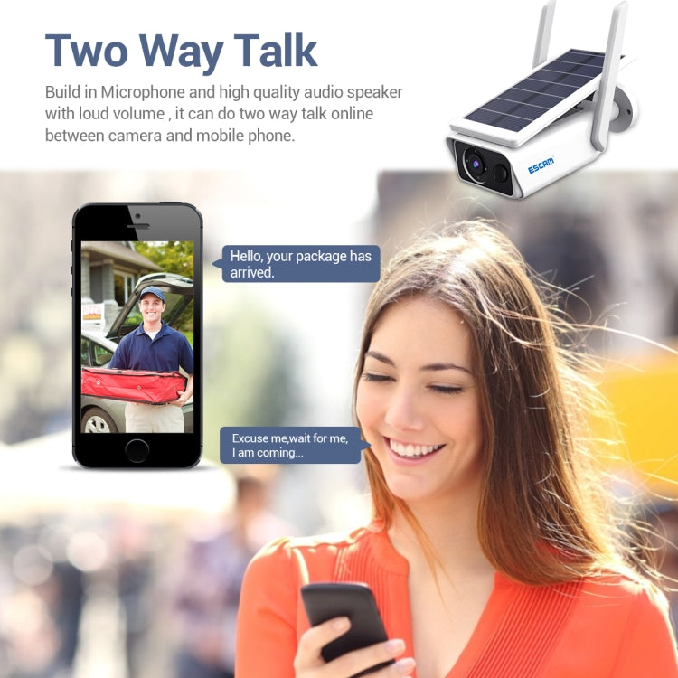 ESCAM QF180 H.265 3MP Solar Wifi IP Camera, Without Battery(White) by ESCAM