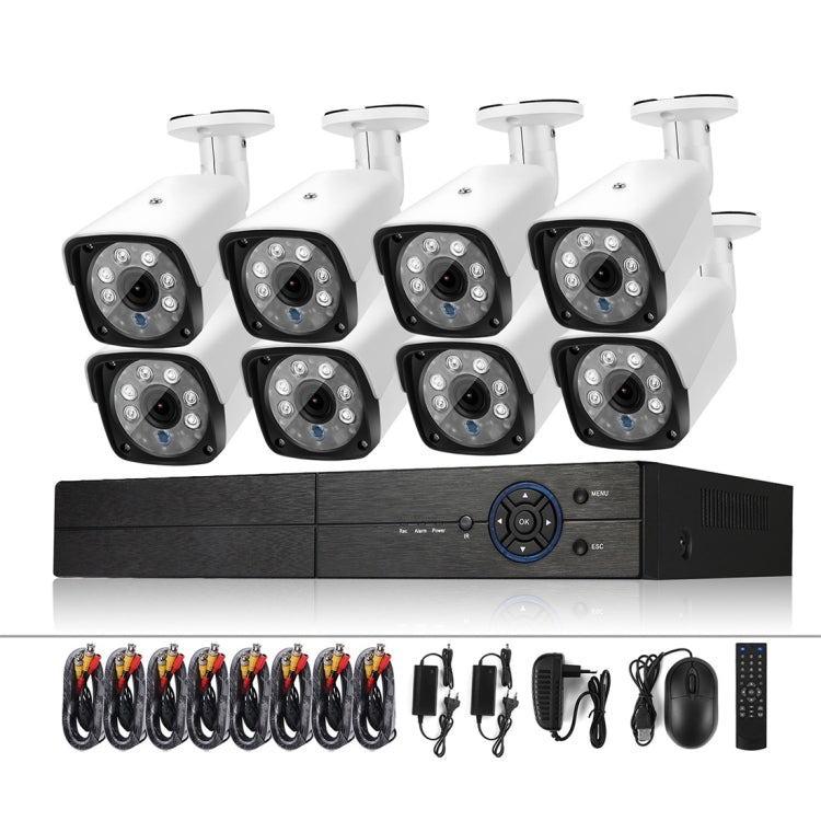 A8B3 / Kit 8CH 1080N Surveillance DVR System and 720P 1.0MP HD Weatherproof Bullet Camera, Support Infrared Night Vision & P2P & Phone Remote Monitor(White) by bashfashion