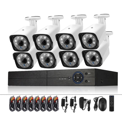 A8B3 / Kit 8CH 1080N Surveillance DVR System and 720P 1.0MP HD Weatherproof Bullet Camera, Support Infrared Night Vision & P2P & Phone Remote Monitor(White) by bashfashion