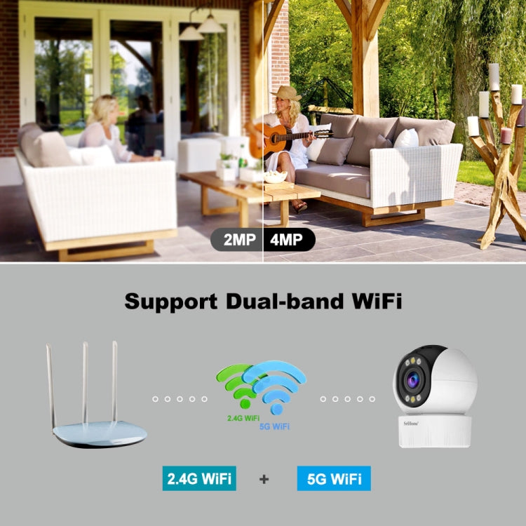 SriHome SH046 4.0 Million Pixels FHD Low Power Consumption Wireless Home Security Camera System (UK Plug) by SriHome
