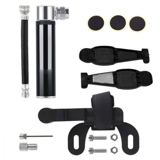 Manual Mini Portable Bicycle Aluminum Alloy Pump + Plastic glue-free tire patch + Tire lever (Black) by bashfashion