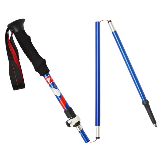 5 Node Portable Foldable Aluminium Alloy Alpenstocks Trekking Poles, Folding Length : 35CM (Blue) by bashfashion