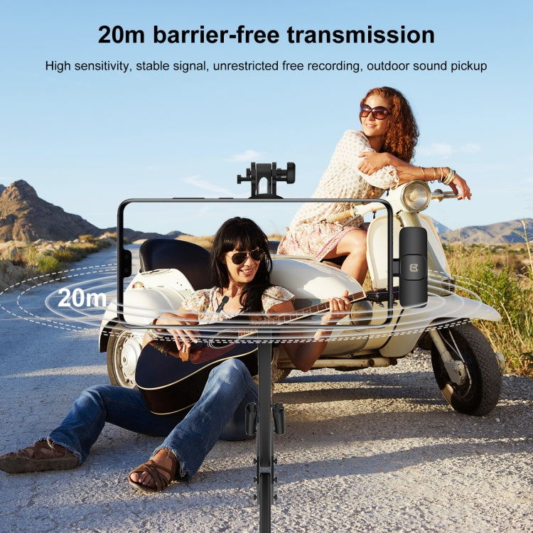 PULUZ Wireless Lavalier Noise Reduction Reverb Microphone for Type-C / USB-C Device, Support Phone Charging(Black) by PULUZ