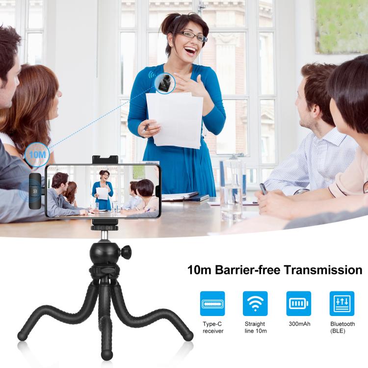 PULUZ Wireless Lavalier Microphone for Type-C Phone, Type-C Receiver(Black) by PULUZ