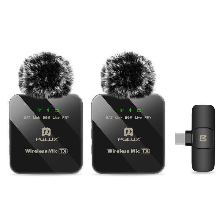 PULUZ Wireless Lavalier Microphone for Type-C Phone, Type-C Receiver and Dual Microphones (Black) by PULUZ