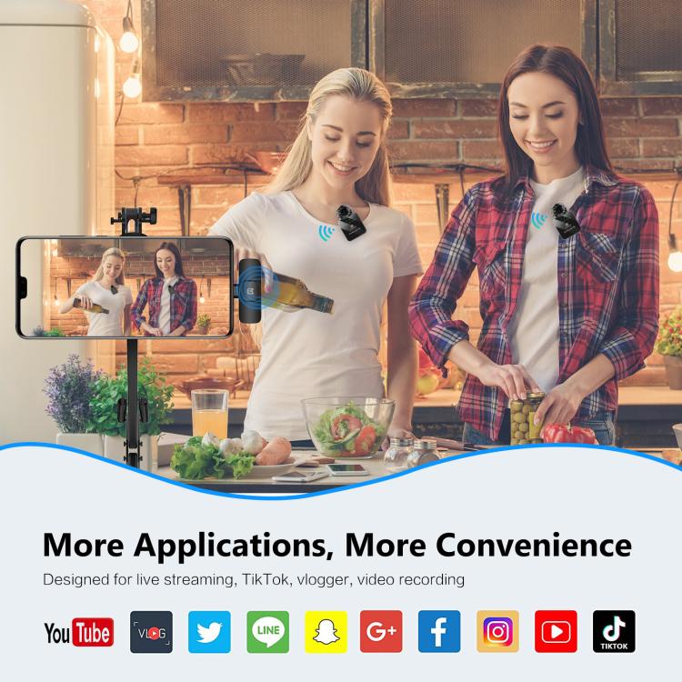 PULUZ Wireless Lavalier Microphone for Type-C Phone, Type-C Receiver and Dual Microphones (Black) by PULUZ