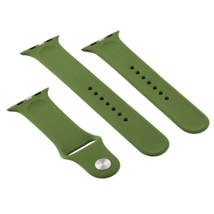 For Apple Watch Ultra 49mm & Watch Ultra 2 49mm / Series 9&8&7 45mm / SE 3&SE 2&6&SE&5&4 44mm / 3&2&1 42mm 3 in 1 Rubber Watch Band with Pin Buckle (Pinewood Green) by bashfashion