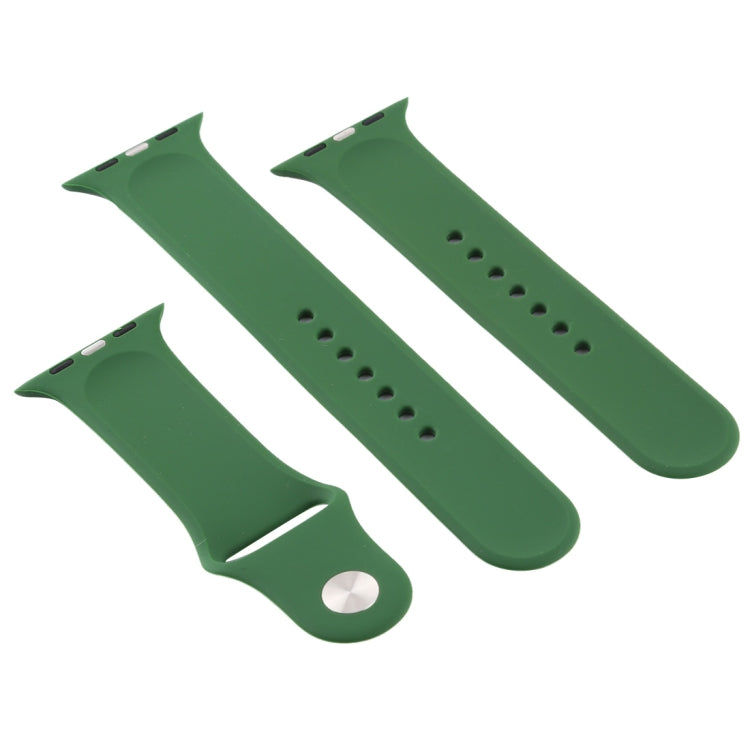 For Apple Watch Ultra 49mm & Watch Ultra 2 49mm / Series 9&8&7 45mm / SE 3&SE 2&6&SE&5&4 44mm / 3&2&1 42mm 3 in 1 Rubber Watch Band with Pin Buckle (Forest Green) by bashfashion