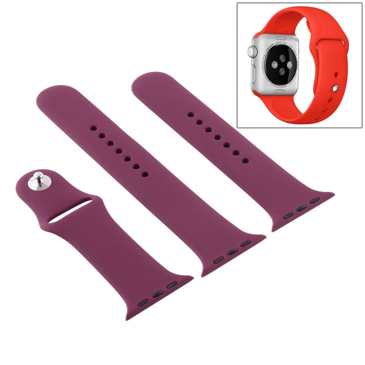For Apple Watch Ultra 49mm & Watch Ultra 2 49mm / Series 9&8&7 45mm / SE 3&SE 2&6&SE&5&4 44mm / 3&2&1 42mm 3 in 1 Rubber Watch Band with Pin Buckle(Violet) by bashfashion