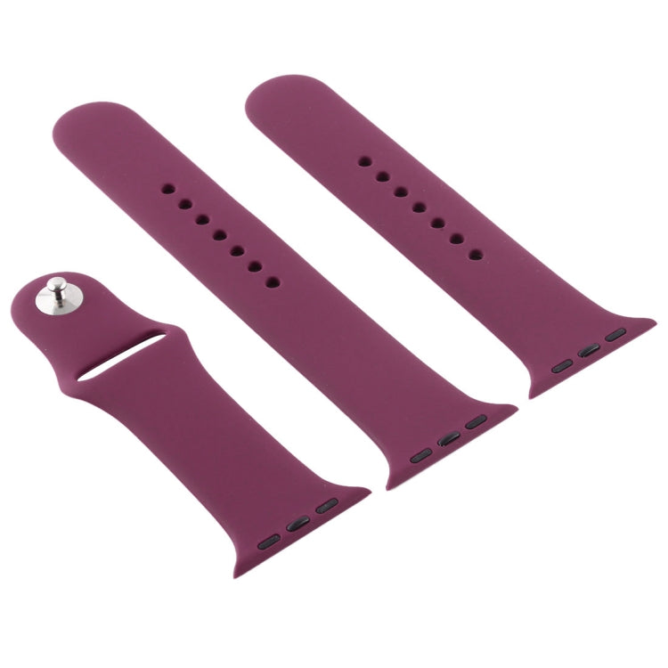 For Apple Watch Ultra 49mm & Watch Ultra 2 49mm / Series 9&8&7 45mm / SE 3&SE 2&6&SE&5&4 44mm / 3&2&1 42mm 3 in 1 Rubber Watch Band with Pin Buckle(Violet) by bashfashion