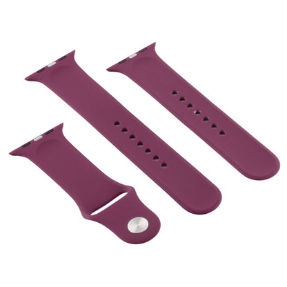 For Apple Watch Ultra 49mm & Watch Ultra 2 49mm / Series 9&8&7 45mm / SE 3&SE 2&6&SE&5&4 44mm / 3&2&1 42mm 3 in 1 Rubber Watch Band with Pin Buckle(Violet) by bashfashion