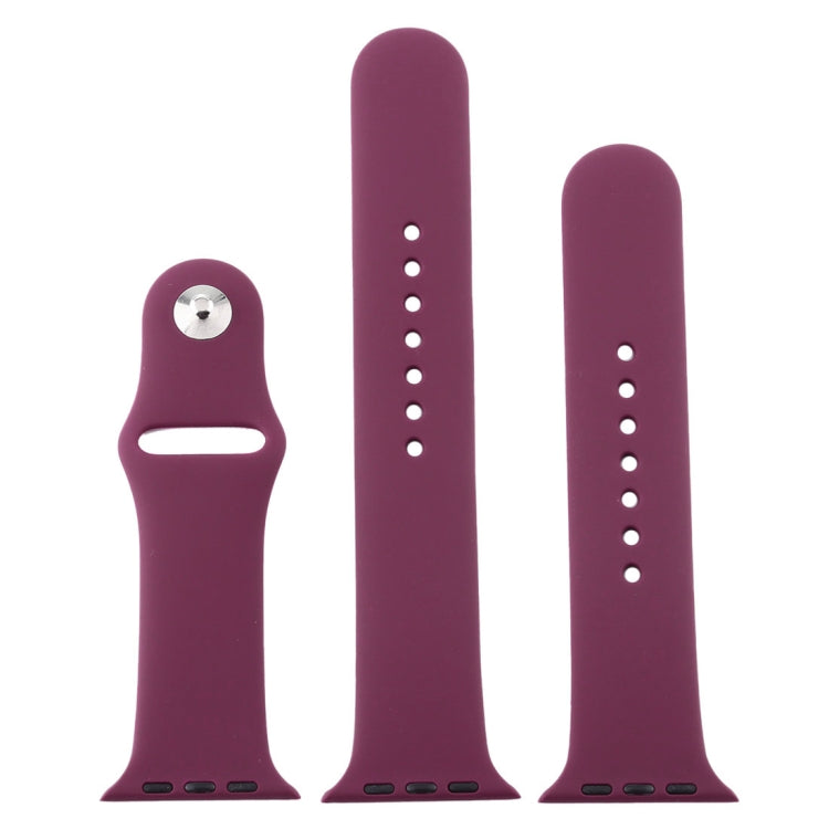 For Apple Watch Ultra 49mm & Watch Ultra 2 49mm / Series 9&8&7 45mm / SE 3&SE 2&6&SE&5&4 44mm / 3&2&1 42mm 3 in 1 Rubber Watch Band with Pin Buckle(Violet) by bashfashion