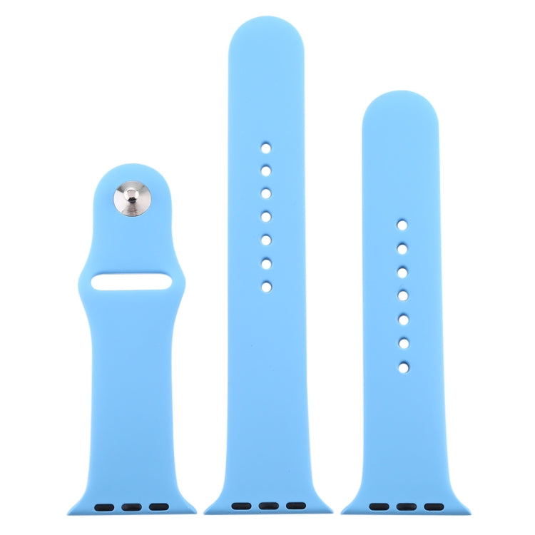 For Apple Watch Ultra 49mm & Watch Ultra 2 49mm / Series 9&8&7 45mm / SE 3&SE 2&6&SE&5&4 44mm / 3&2&1 42mm 3 in 1 Rubber Watch Band with Pin Buckle(Chrysanthemum Blue) by bashfashion