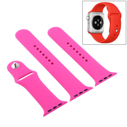 For Apple Watch Ultra 49mm & Watch Ultra 2 49mm / Series 9&8&7 45mm / SE 3&SE 2&6&SE&5&4 44mm / 3&2&1 42mm 3 in 1 Rubber Watch Band with Pin Buckle(Rose Red) by bashfashion
