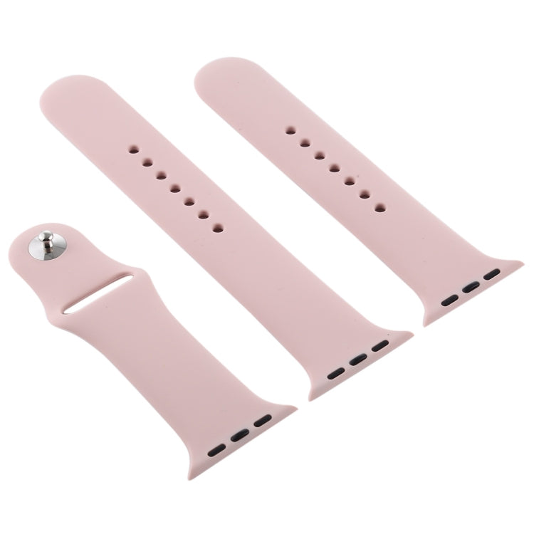 For Apple Watch Ultra 49mm & Watch Ultra 2 49mm / Series 9&8&7 45mm / SE 3&SE 2&6&SE&5&4 44mm / 3&2&1 42mm 3 in 1 Rubber Watch Band with Pin Buckle (Sand Pink) by bashfashion