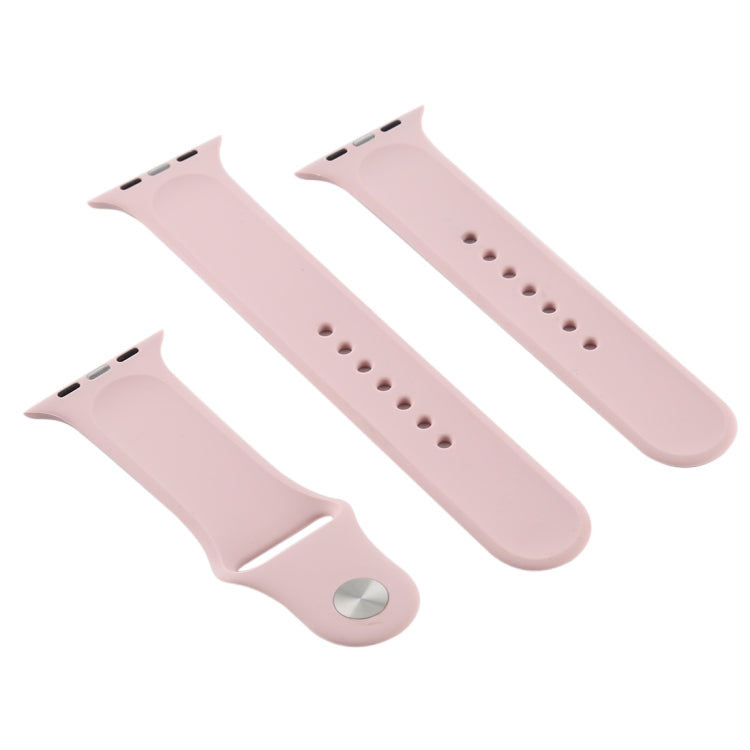 For Apple Watch Ultra 49mm & Watch Ultra 2 49mm / Series 9&8&7 45mm / SE 3&SE 2&6&SE&5&4 44mm / 3&2&1 42mm 3 in 1 Rubber Watch Band with Pin Buckle (Sand Pink) by bashfashion